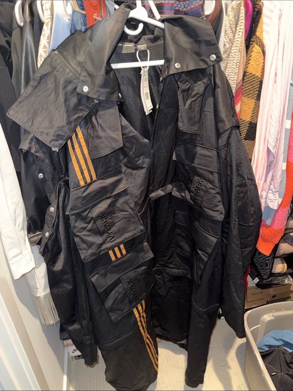 Black Ivy Park Utility Jacket with Gold Stripe Accents